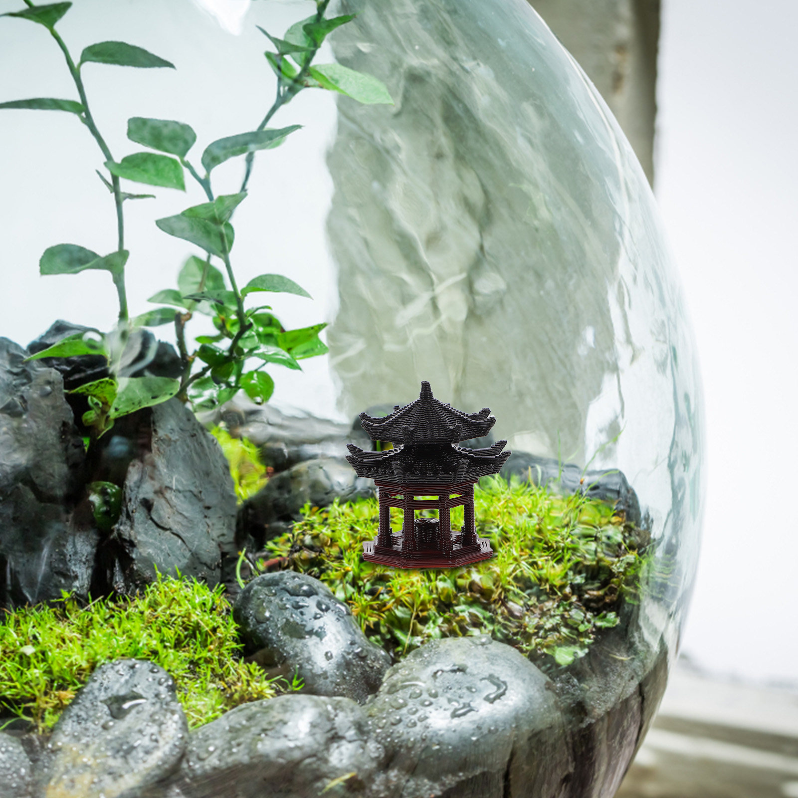 ミニチュアプラスチック製パビリオン像、八角形デザイン、盆栽、 - Bonsai Garden Landscape Design のレビューと価格