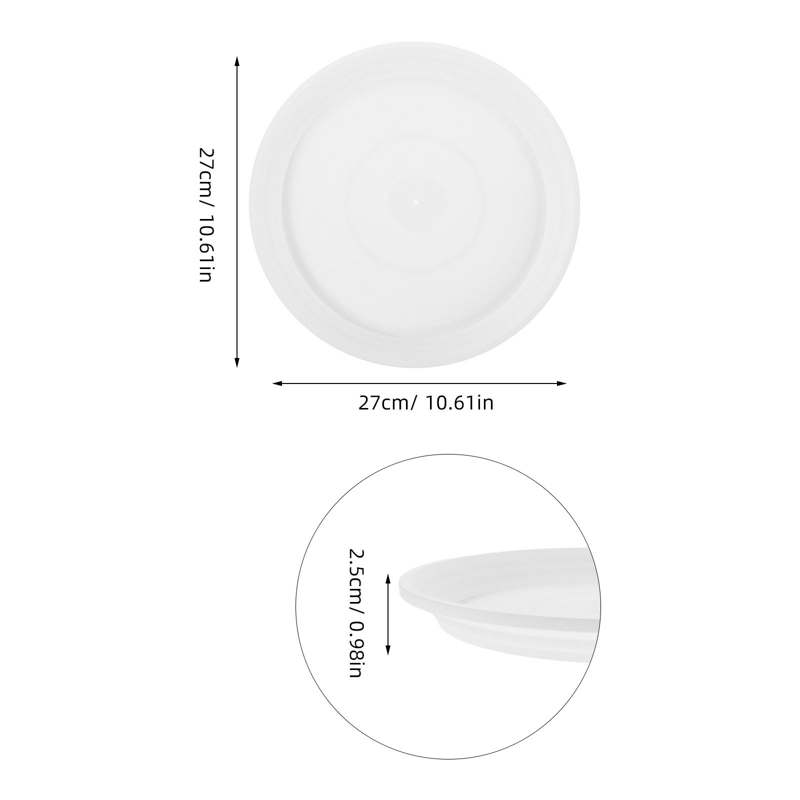 6個入り、直径10.61インチの丸型プラスチック製プランター - Drip Tray Saucer のレビューと価格